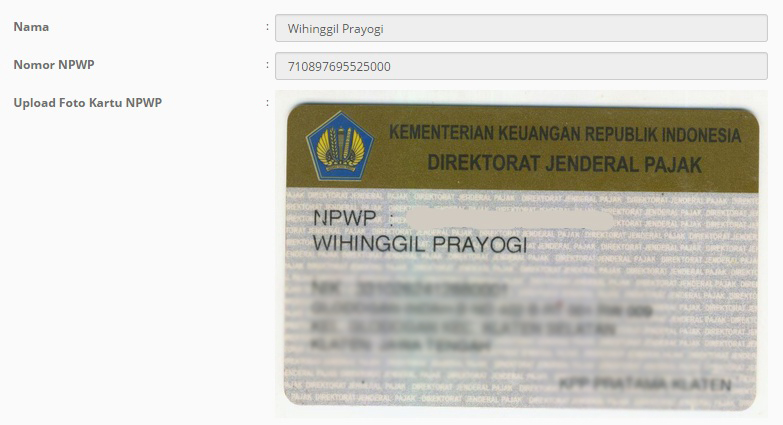 kolom npwp verified seller