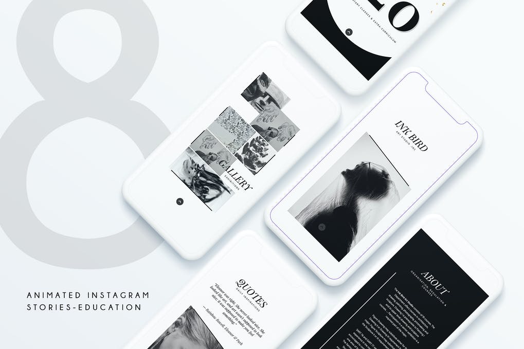 FREE DOWNLOAD 8 Template PPT Instagram Stories Simple Elegant